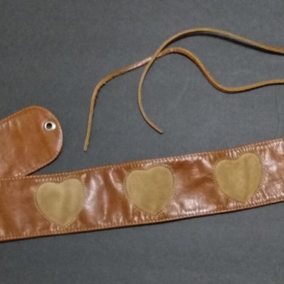 Athé Vanessa Bruno Brown Supple Leather Belt Suede Hearts Leather Tying Cords main image 4